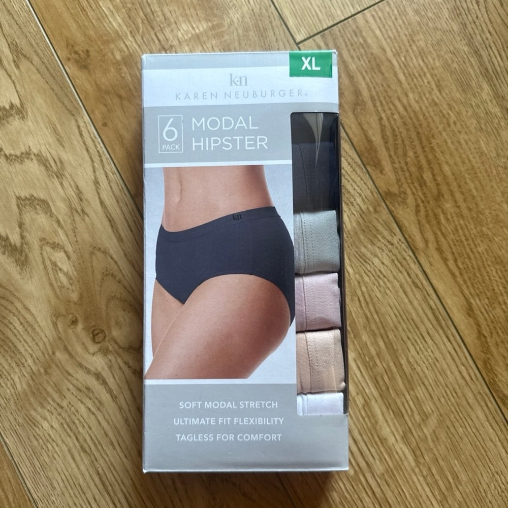 Karen Neuburger Modal Hipster 6 Pack Underwear Set - Black and Neutrals XL